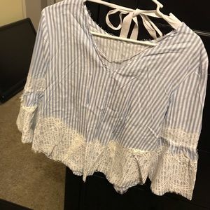 Striped shirt with Lace detail